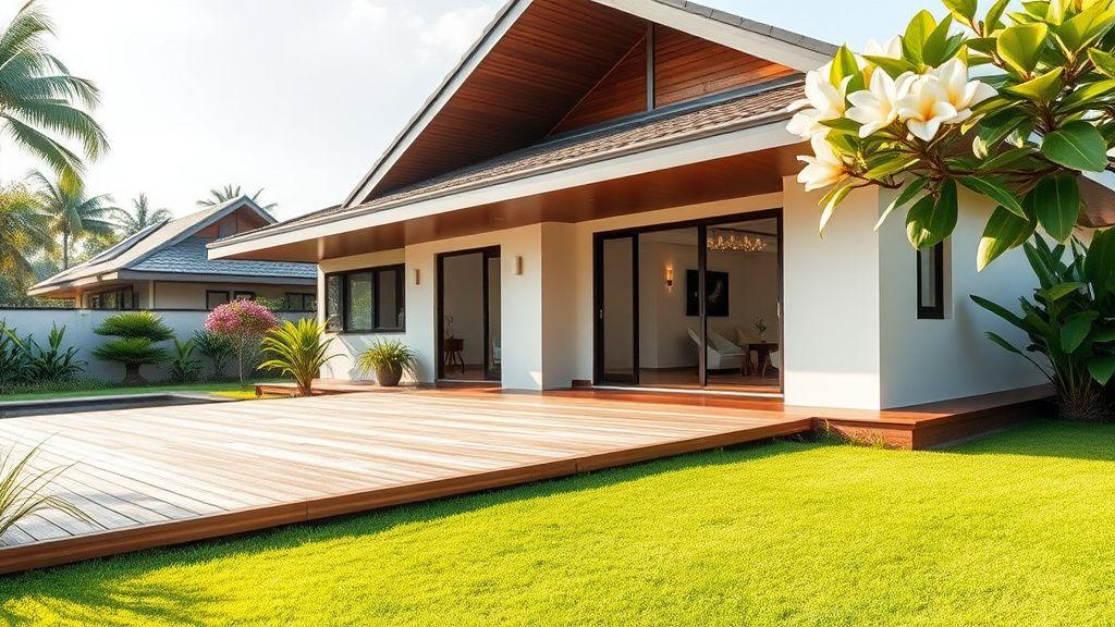 Modern tropical bungalow with landscaped garden in Malaysia